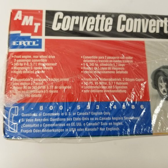 AMT 1998 GM Chevrolet Corvette Convertible 1:25 Model Kit Black L 2 Assembly Req - Picture 6 of 7